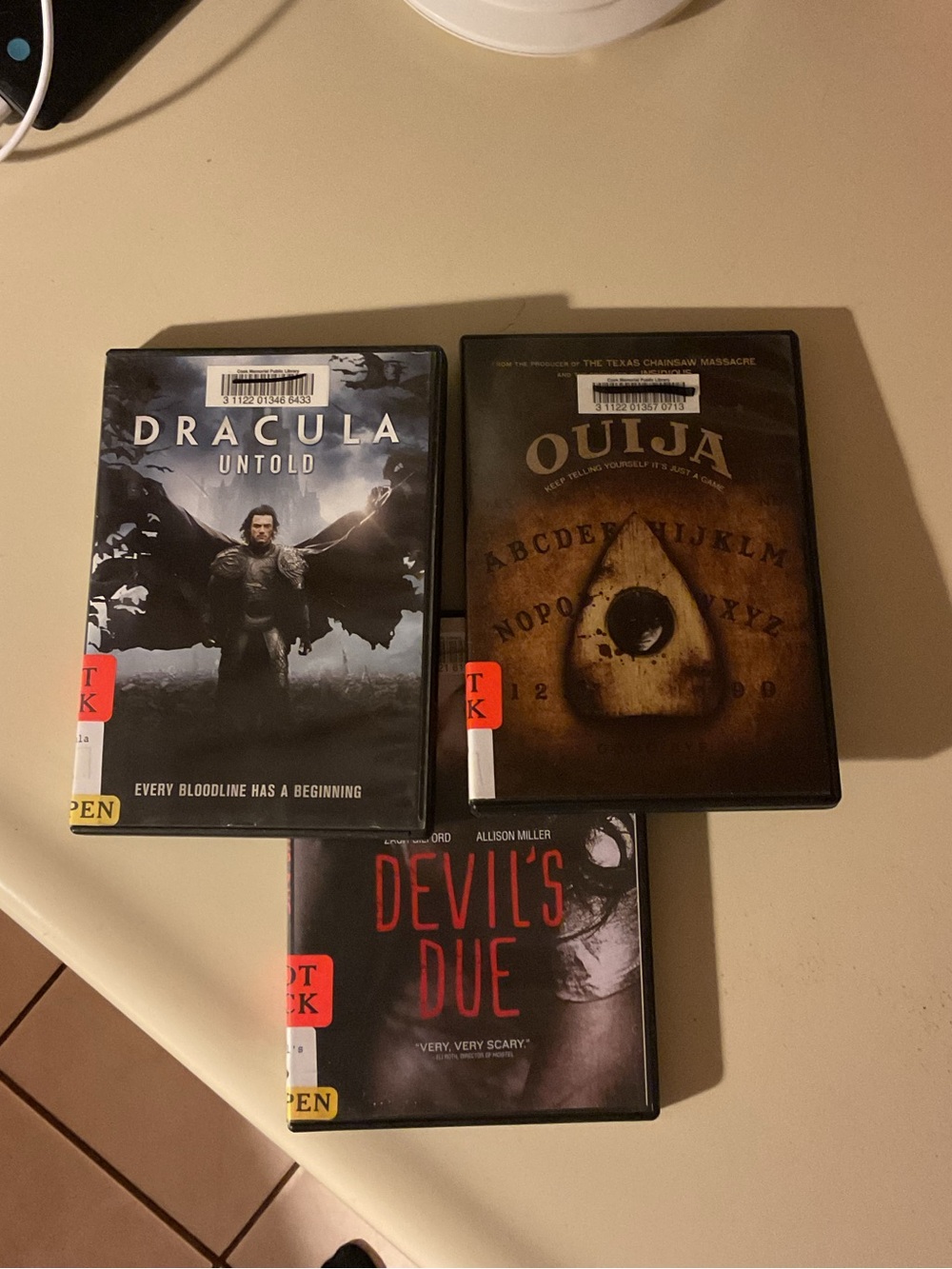 Horror DVD Collection - Dracula Untold, Ouija & Devils Due